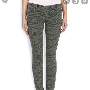 Current Elliott Ankle Skinny Dusty Olive Zebra Jeans 24